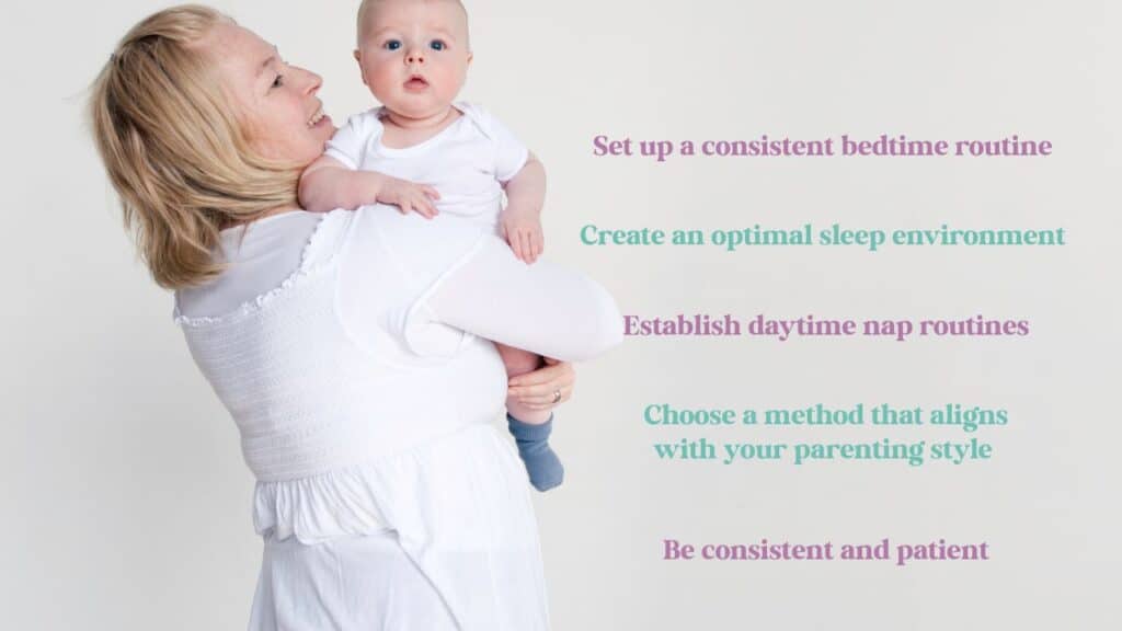 Mom holding baby giving 5 tips for training a 6 month old